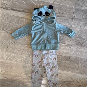 Baby Panda Sweatshirt with Rainbow Leggings